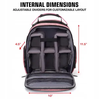 USA GEAR Camerarugzak DSLR Verstelbare Vakverdeling Rood — miniatuur 3