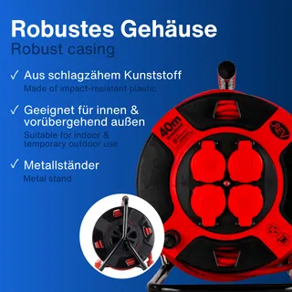 REV Kabelhaspel 40m H07RN IP44 3000W Verlengkabel 4 Stopcontacten — miniatuur 4