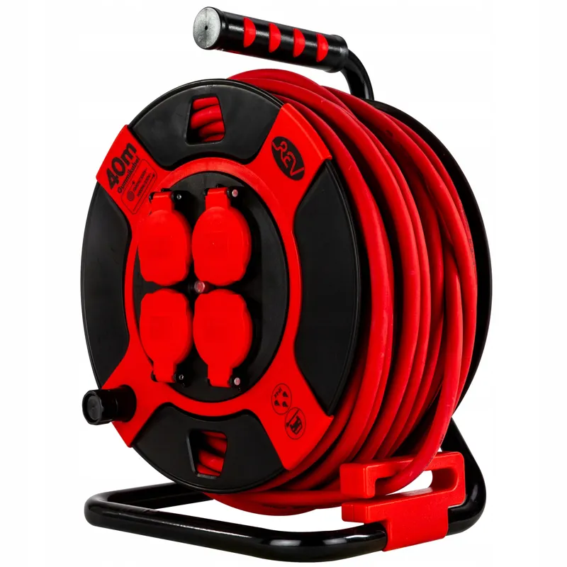 REV Kabelhaspel 40m H07RN IP44 3000W Verlengkabel 4 Stopcontacten — foto 1