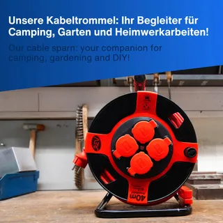 REV Kabelhaspel 40m H07RN IP44 3000W Verlengkabel 4 Stopcontacten — miniatuur 9
