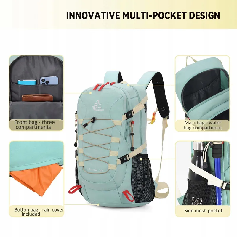 BSEASH Wandelrugzak 40L Waterdicht Licht Camping Fietsen Ski — foto 5