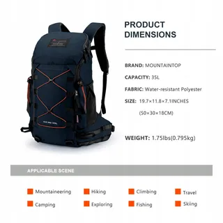 MOUNTAINTOP Wandelrugzak 35L Licht Trekking Regenhoes — miniatuur 2