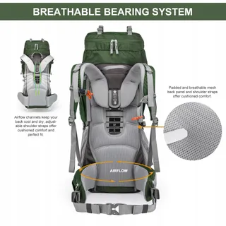 MOUNTAINTOP Trekkingrugzak 70L Waterdicht met Regenhoes — miniatuur 4
