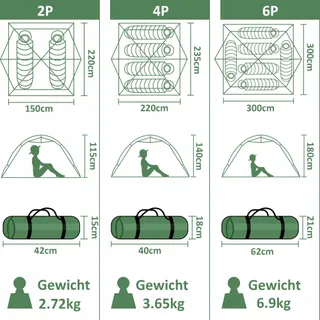 CLOSTNATURE Tent 2 Personen Licht Waterdicht Camping Strand Festival — miniatuur 4