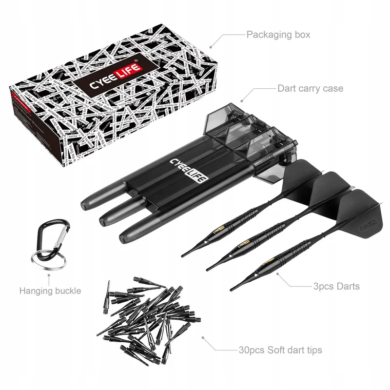 CYEE LIFE Softdartpijlen 18g met Etui Extra Punten Zwart — foto 2