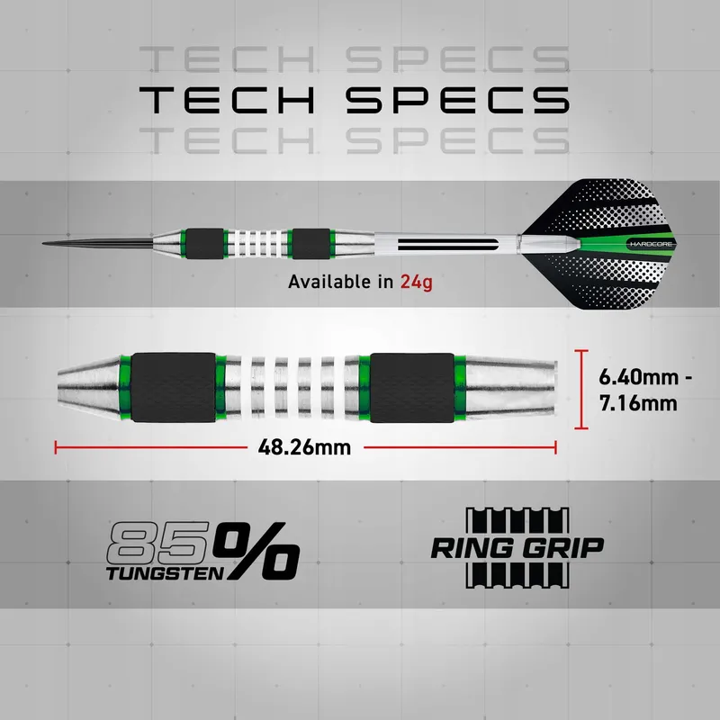 RED DRAGON Axis 24g 85% Wolfraam Darts Groen — foto 4