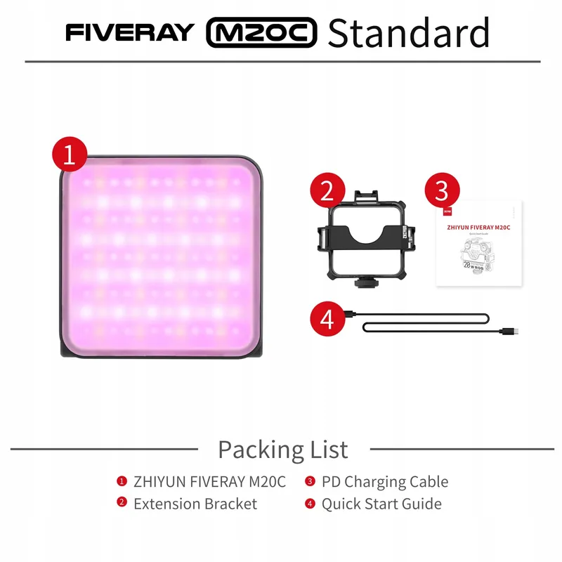 ZHIYUN Fiveray M20C RGB LED Videolamp 20W Magnetisch Streaming — foto 6