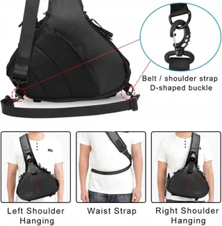 CADEN Camera Sling Crossbag Schoudertas DSLR Canon Nikon Sony Zwart — miniatuur 4
