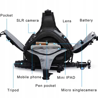 CADEN Camera Sling Crossbag Schoudertas DSLR Canon Nikon Sony Zwart — miniatuur 5