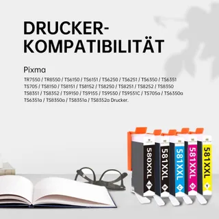 JINTUM Inktcartridges Canon PGI-580XXL CLI-581XXL 5-Pack Pixma TS TR — miniatuur 3