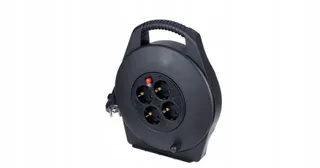 INFITRONIC Kabelhaspel 10m 4 Stopcontacten Overspanningsbeveiliging Zwart — miniatuur 1