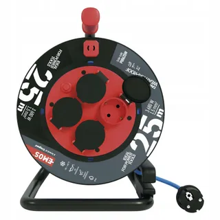 EMOS Kabelhaspel Buiten 25m 4 Stopcontacten IP44 Vorstbestendig — miniatuur 1