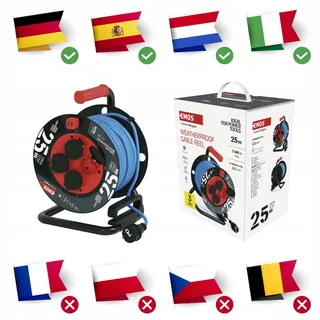 EMOS Kabelhaspel Buiten 25m 4 Stopcontacten IP44 Vorstbestendig — miniatuur 3