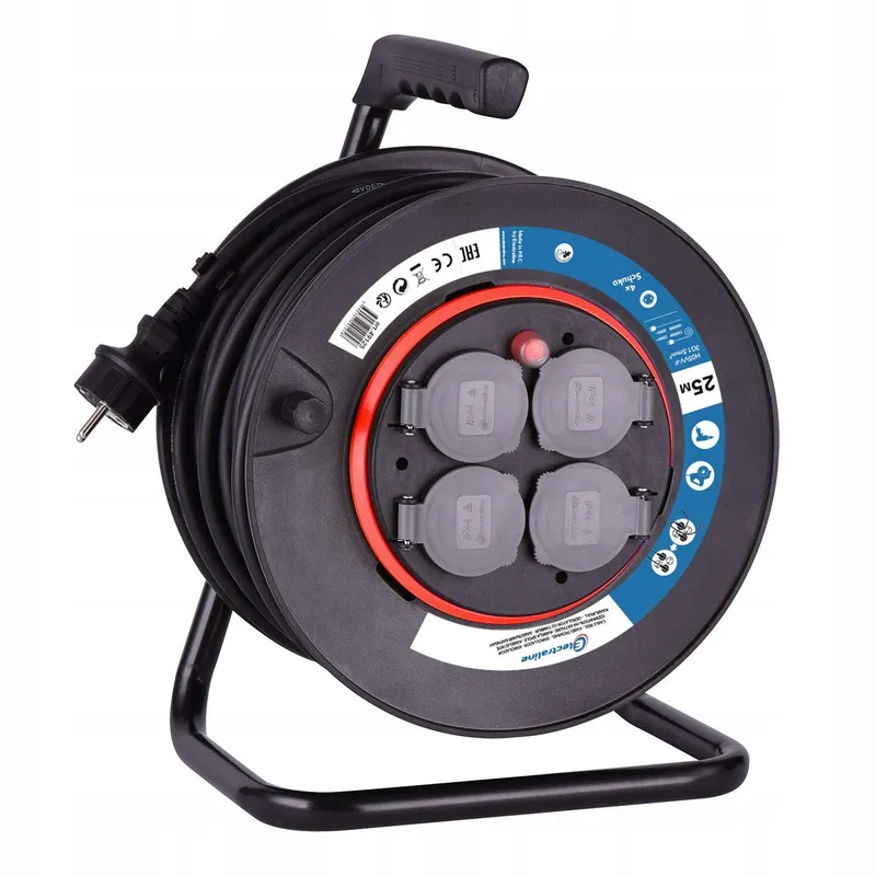 ELECTRALINE 49125 Kabelhaspel 25m 4 Schuko Stopcontacten Zwart — foto 2