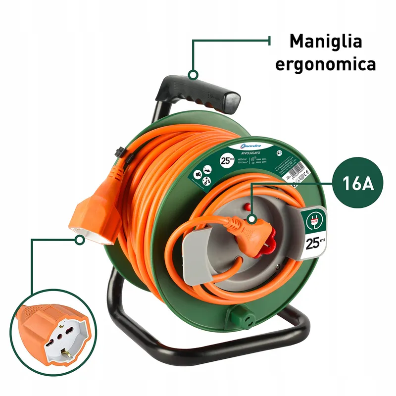 ELECTRALINE Kabelhaspel 25m Universeel Stopcontact Tuin — foto 2