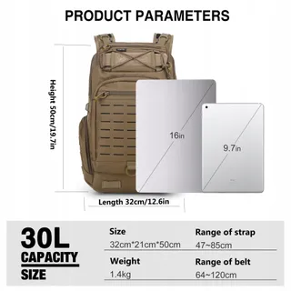 MARDINGTOP Rugzak 30L Molle Laptop Stad Business Reizen — miniatuur 2