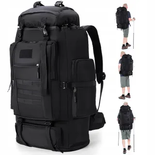 LYTECH Trekkingrugzak 100L Waterdicht Wandelen Zwart — miniatuur 1
