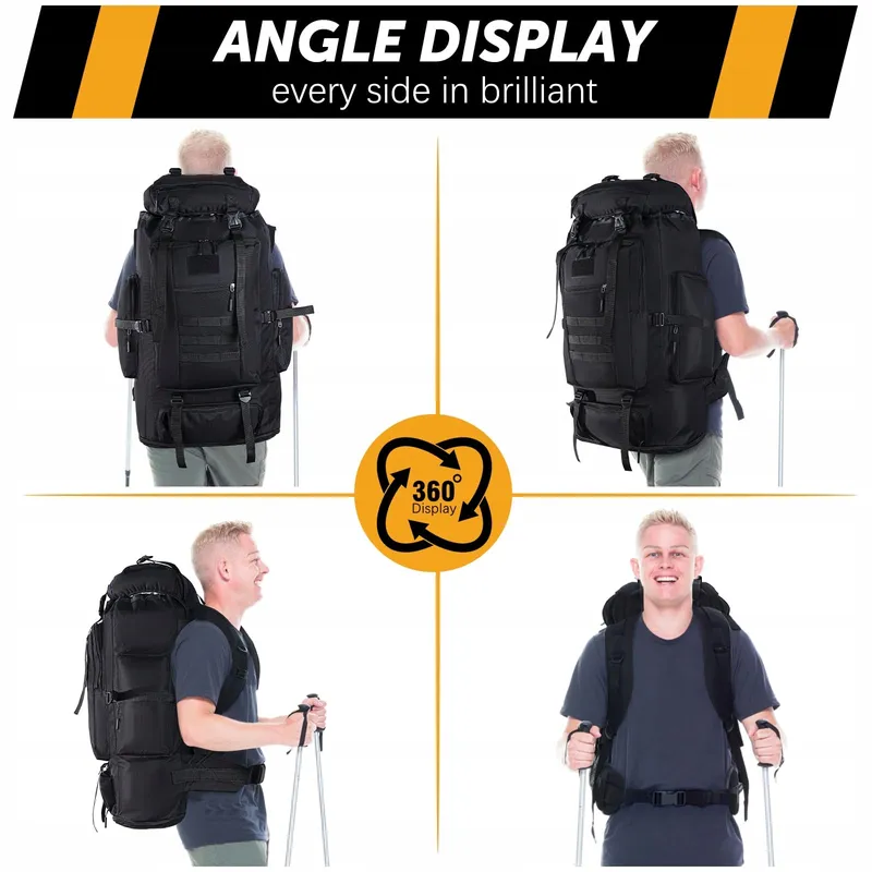 LYTECH Trekkingrugzak 100L Waterdicht Wandelen Zwart — foto 3