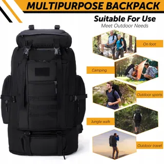 LYTECH Trekkingrugzak 100L Waterdicht Wandelen Zwart — miniatuur 7