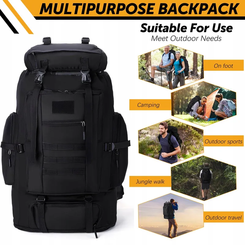 LYTECH Trekkingrugzak 100L Waterdicht Wandelen Zwart — foto 7