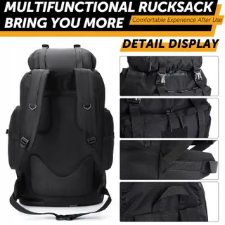 LYTECH Trekkingrugzak 100L Waterdicht Wandelen Zwart — miniatuur 5
