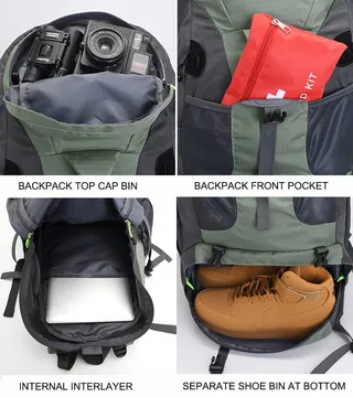 BSEASH Wandelrugzak 50L Licht Waterbestendig Camping — miniatuur 5