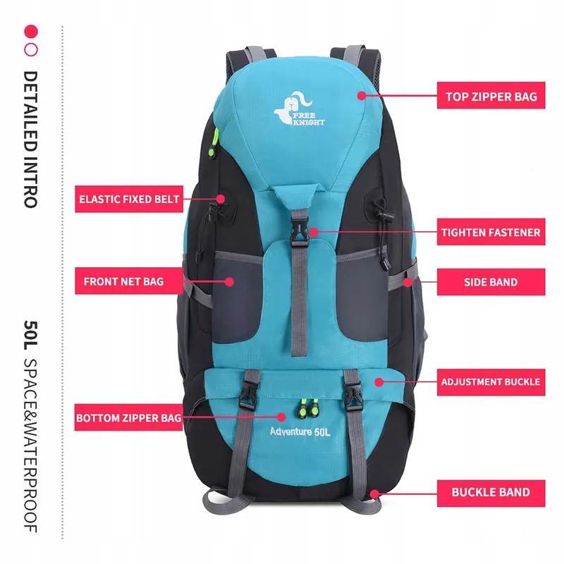 BSEASH Wandelrugzak 50L Licht Waterbestendig Camping — foto 3