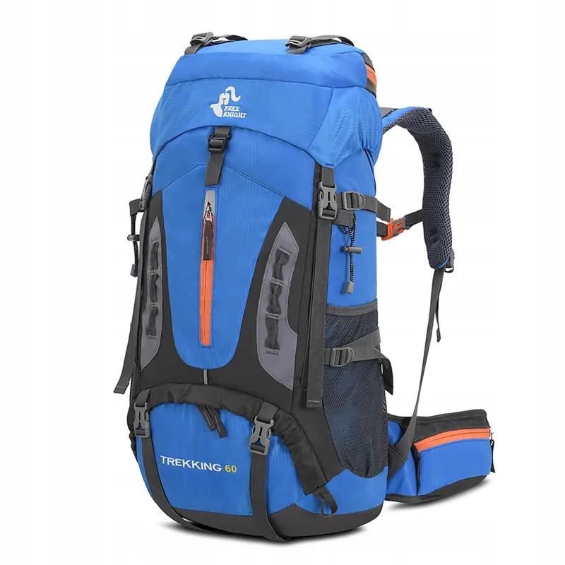 BSEASH Wandelrugzak 60L Waterdicht Licht Camping Lichtblauw β foto 1
