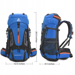 BSEASH Wandelrugzak 60L Waterdicht Licht Camping Lichtblauw — miniatuur 2