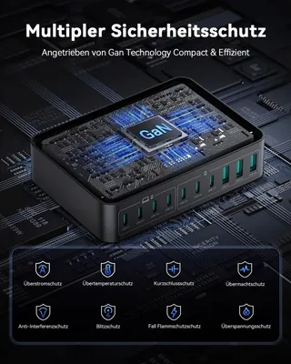 ROCOREN GaN USB-C Oplader 480W 10-Poorts Laptop Laadstation — miniatuur 5