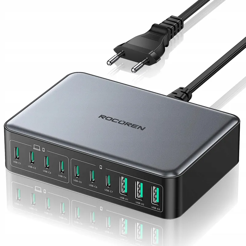 ROCOREN GaN USB-C Oplader 480W 10-Poorts Laptop Laadstation — foto 1