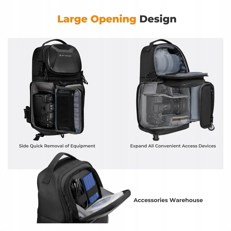 K&F CONCEPT Waterdichte Cameratas Zwart met Regenhoes — foto 5