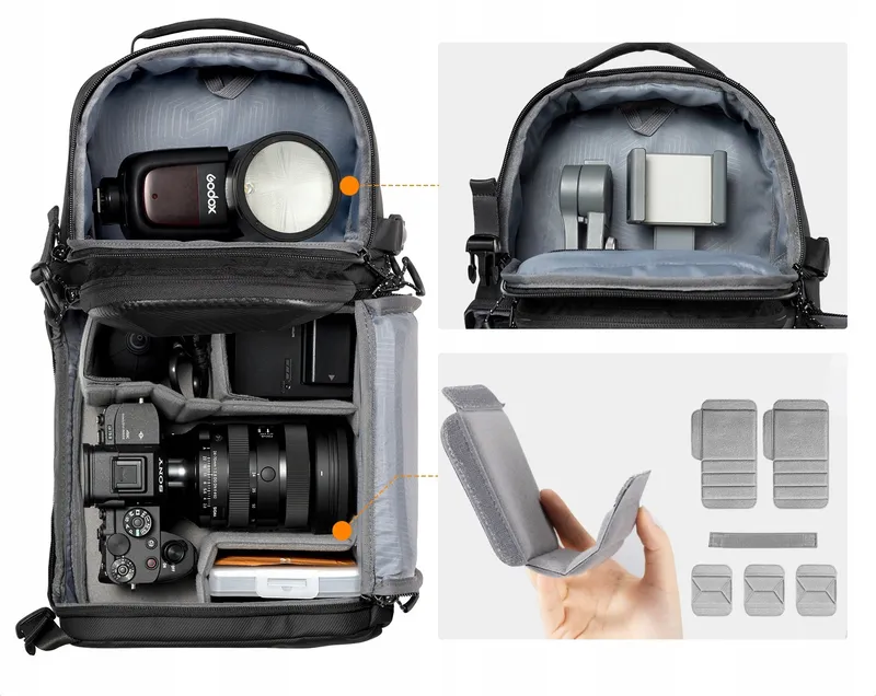 K&F CONCEPT Waterdichte Cameratas Zwart met Regenhoes — foto 13