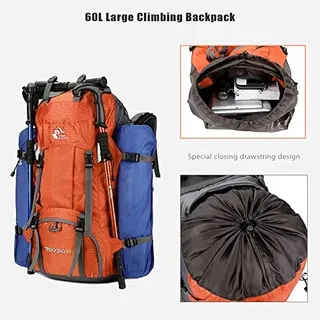 BSEASH Waterdichte Wandelrugzak 60L Oranje — miniatuur 5