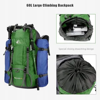 BSEASH Wandelrugzak 60L Waterdicht Licht met Regenhoes Groen — miniatuur 5