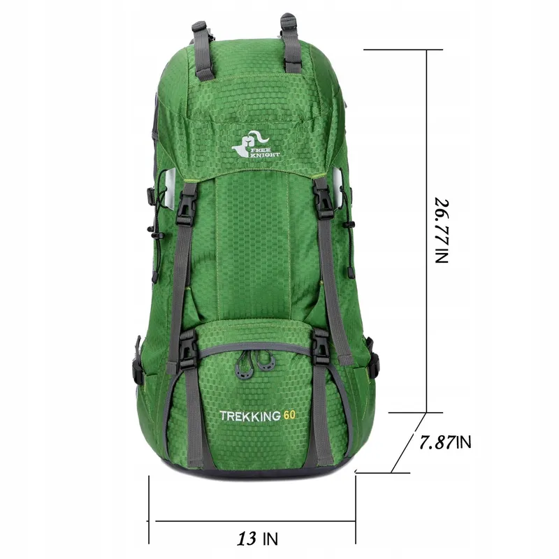 BSEASH Wandelrugzak 60L Waterdicht Licht met Regenhoes Groen — foto 2