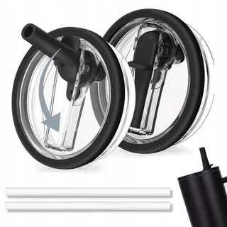 HEYIDAMAI Set 2 Deksels 40oz met 2 Rietjes Zwart — miniatuur 1