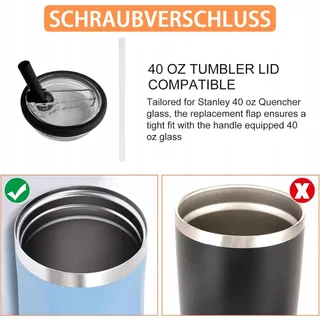 HEYIDAMAI Set 2 Deksels 40oz met 2 Rietjes Zwart — miniatuur 3