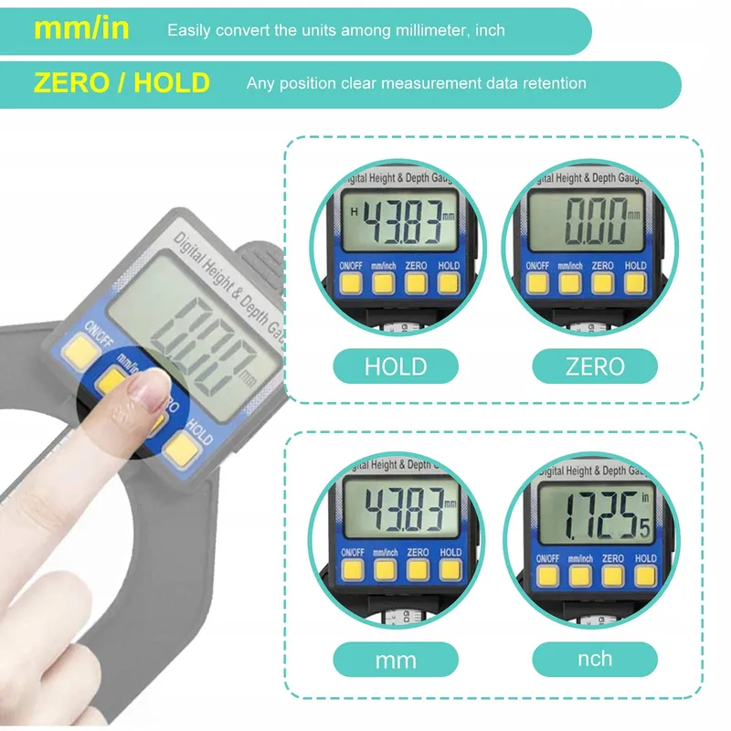 RUIZHI Digitale Diepte Hoogtemeter 0-85mm LCD voor Hout — foto 4