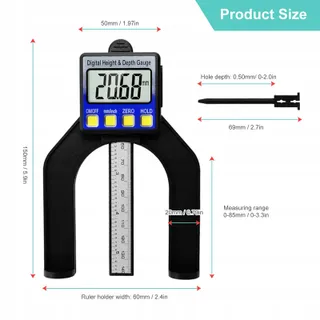 RUIZHI Digitale Diepte Hoogtemeter 0-85mm LCD voor Hout — miniatuur 3