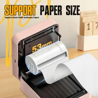 NELKO PM230 Mini Bluetooth Stickerprinter Roze + 3 Rollen Papier — miniatuur 7