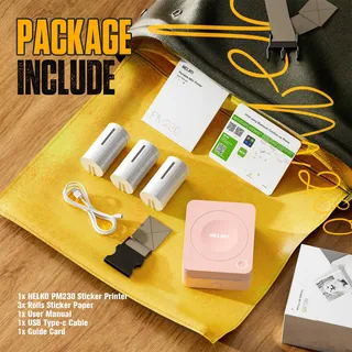 NELKO PM230 Mini Bluetooth Stickerprinter Roze + 3 Rollen Papier — miniatuur 6