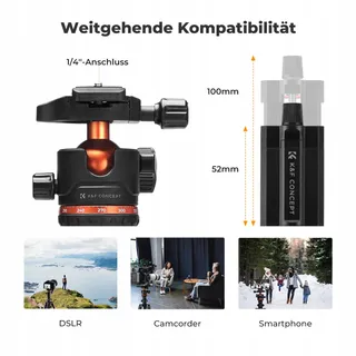 K&F CONCEPT Aluminium Statief 178cm met Telefoonhouder Reisstatief — miniatuur 5