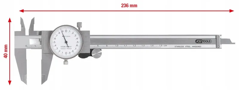KS TOOLS 300.0547 Klokschuifmaat Analoog Nauwkeurigheid +/-0,02mm — foto 4