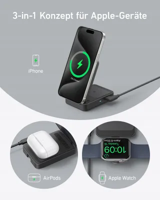 ANKER MagGo Laadstation 3-in-1 Qi2 15W MagSafe iPhone AirPods Watch — miniatuur 5