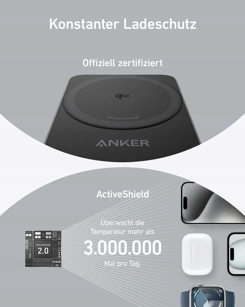 ANKER MagGo Laadstation 3-in-1 Qi2 15W MagSafe iPhone AirPods Watch — foto 7