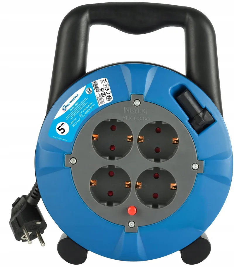 ELECTRALINE Kabelhaspel 5m 4 Schuko Stopcontacten Binnen — foto 2