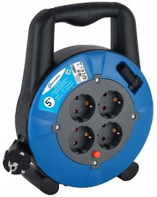ELECTRALINE Kabelhaspel 5m 4 Schuko Stopcontacten Binnen — miniatuur 1