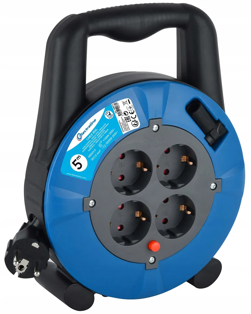 ELECTRALINE Kabelhaspel 5m 4 Schuko Stopcontacten Binnen — foto 1