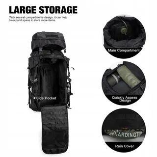 MARDINGTOP Militaire Trekkingrugzak 70L met Regenhoes — miniatuur 4